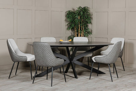 Smoke Melamine Oval Cross Leg Dining Table 160cm