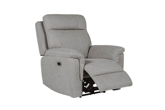 Grey Textured Fabric Electric Recliner Chair with USB Ports