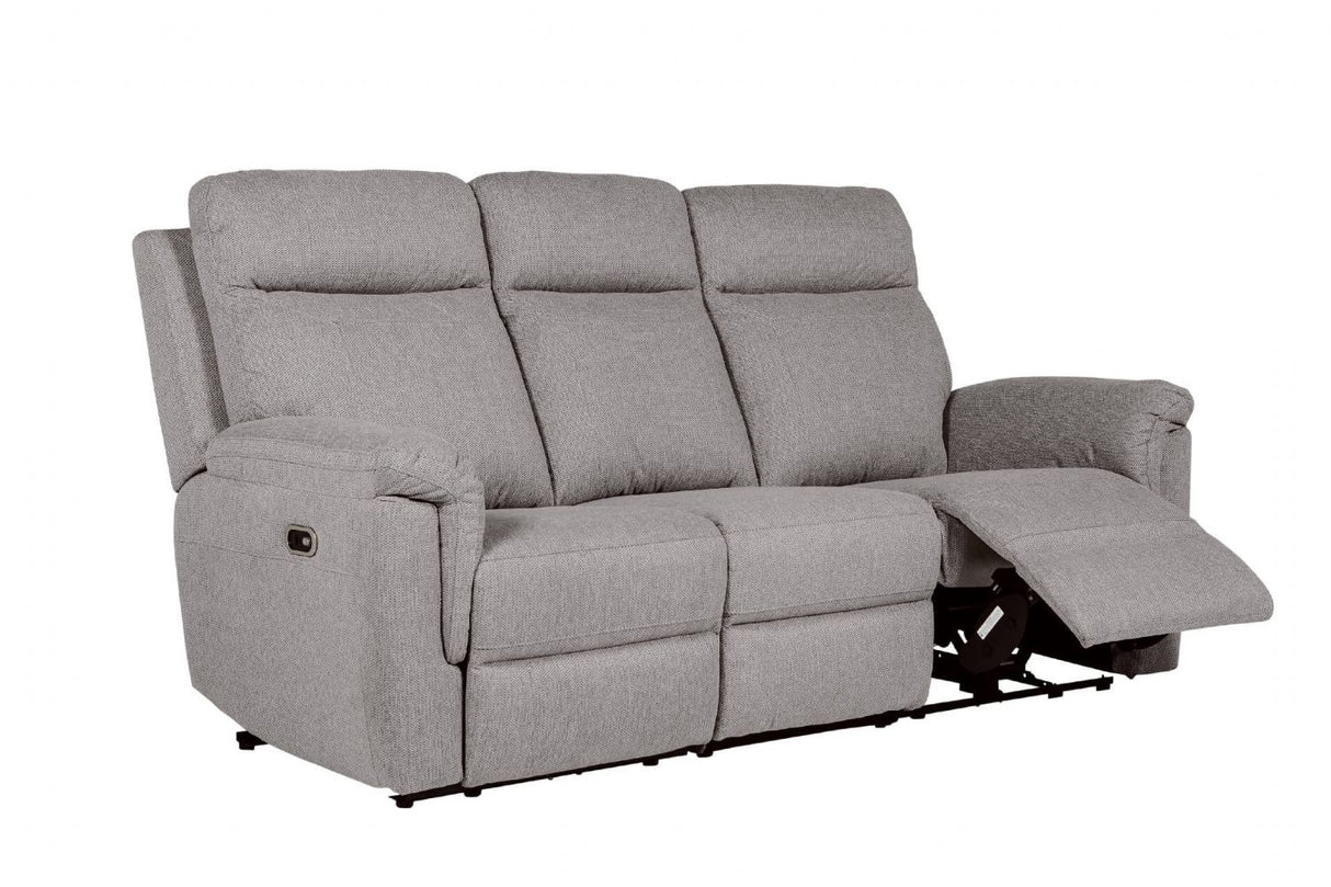 Grey Textured Fabric 3 Seater Electric Recliner Sofa