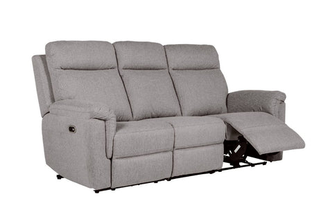 Grey Textured Fabric 3 Seater Electric Recliner Sofa