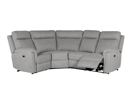 Grey Textured Fabric Electric Recliner Corner Group Sofa