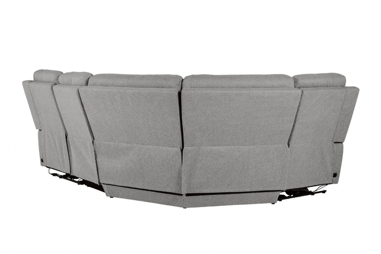 Grey Textured Fabric Electric Recliner Corner Group Sofa
