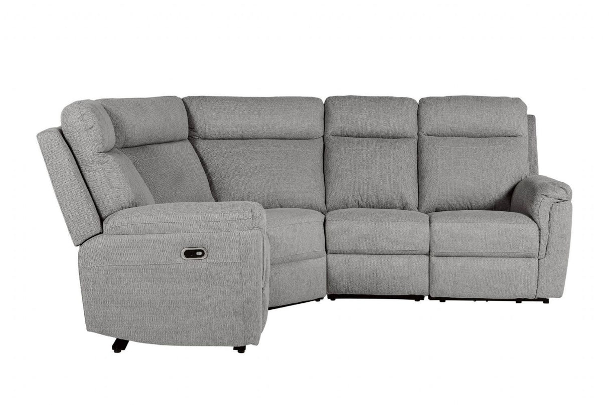 Grey Textured Fabric Electric Recliner Corner Group Sofa