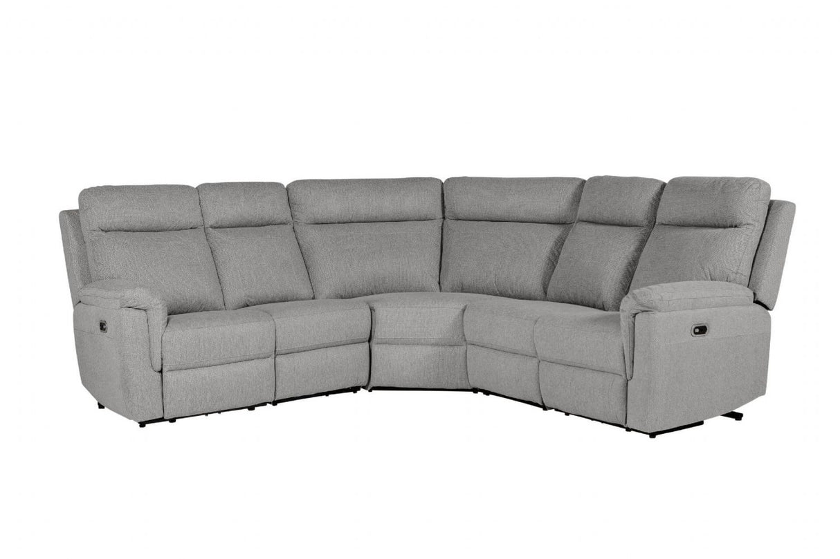 Grey Textured Fabric Electric Recliner Corner Group Sofa