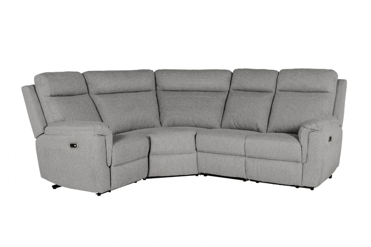 Grey Textured Fabric Electric Recliner Corner Group Sofa