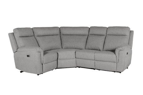 Grey Textured Fabric Electric Recliner Corner Group Sofa