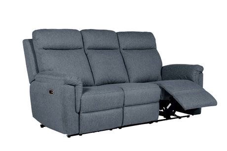 Azul Grey Textured Fabric 3 Seater Electric Recliner Sofa