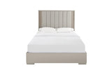 Grey Fabric Channel Tufted King Size Bed Frame with LED