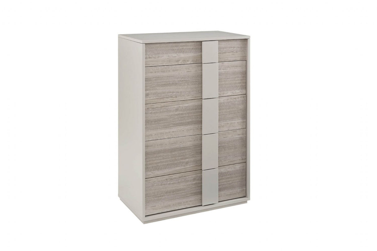 Grey Gloss Finish Wooden 4 Drawer Tall Chest Open Top