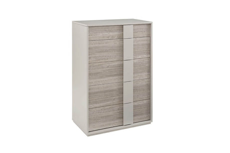 Grey Gloss Finish Wooden 4 Drawer Tall Chest Open Top