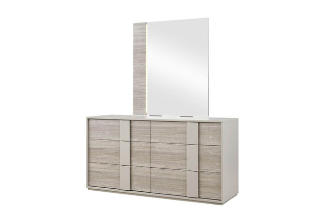 Grey Gloss Finish Wooden 6 Drawer Dressing Chest