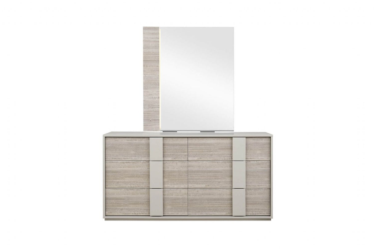 Grey Gloss Finish Wooden 6 Drawer Dressing Chest