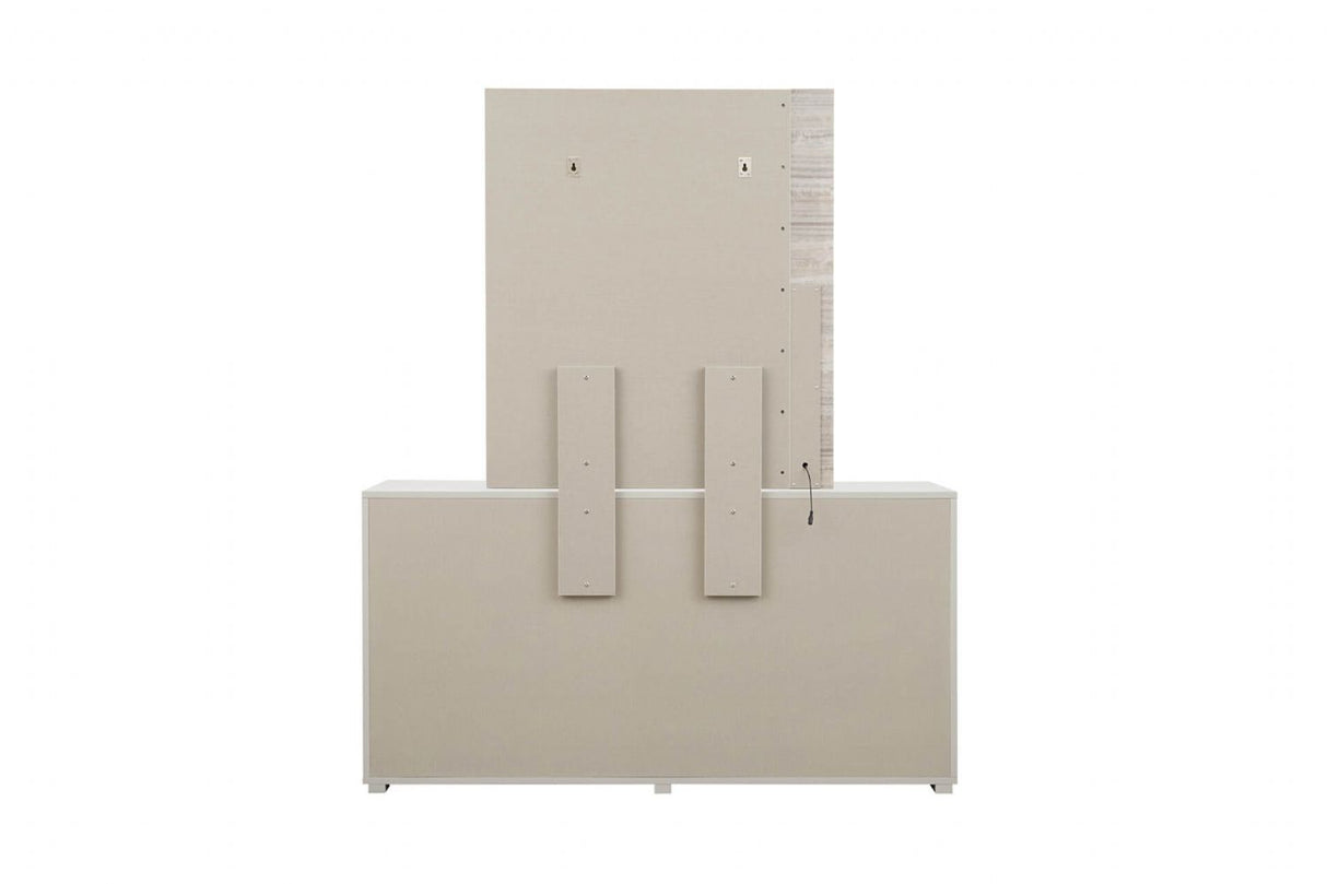 Grey Gloss Finish Wooden 6 Drawer Dressing Chest