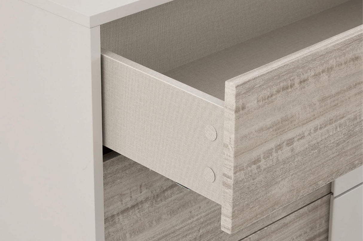 Grey Gloss Finish Wooden Chest of 3 Drawers