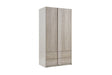 Grey Gloss Finish 2 Door 2 Drawer Double Wardrobe