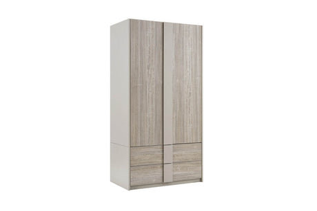 Grey Gloss Finish 2 Door 2 Drawer Double Wardrobe