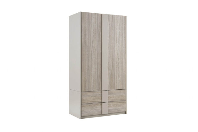 Grey Gloss Finish 2 Door 2 Drawer Double Wardrobe