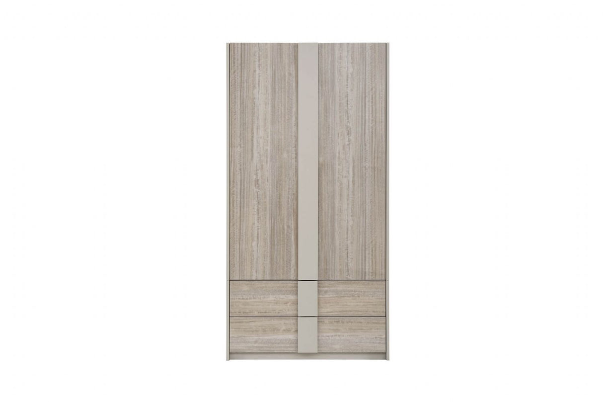 Grey Gloss Finish 2 Door 2 Drawer Double Wardrobe