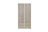 Grey Gloss Finish 2 Door 2 Drawer Double Wardrobe