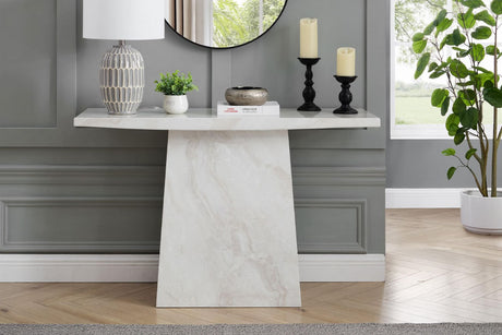 Taupe Marble Gloss Finish Rectangular Console Hall Table