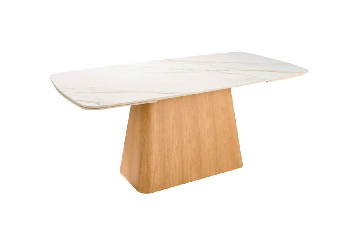 Marble Effect Sand Large Extending Dining Table 180 to 260cm