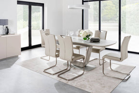 Putty Wooden Extending Dining Table Glass Top 120 to 160cm