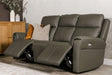 Ash Leather Electric Power Recliner 3 Seater Sofa