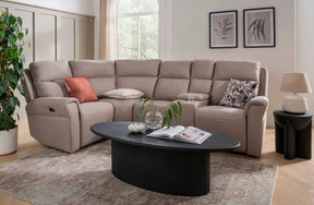 Mushroom Fabric Large Electric Corner Recliner Sofa