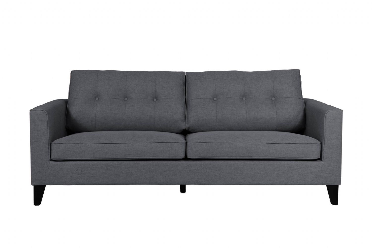 Charcoal Grey Fabric 3 Seater Sofa with Button Tufted