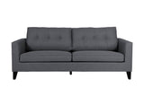 Charcoal Grey Fabric 3 Seater Sofa with Button Tufted