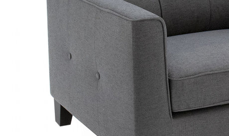 Charcoal Grey Fabric 3 Seater Sofa with Button Tufted