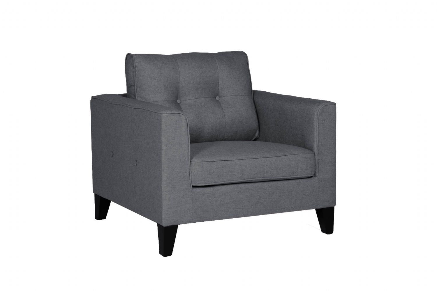 Modern Charcoal Grey Fabric Upholstered Single Seater Lounge Chair