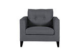 Modern Charcoal Grey Fabric Upholstered Single Seater Lounge Chair