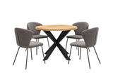 Natural Oak Small Round Dining Table Cross Metal Base 100cm