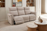 Mocha Woven Fabric Electric Power Recliner 3 Seater Sofa