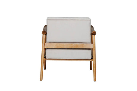 Taupe Chenille Fabric Accent Chair Rubberwood Framed