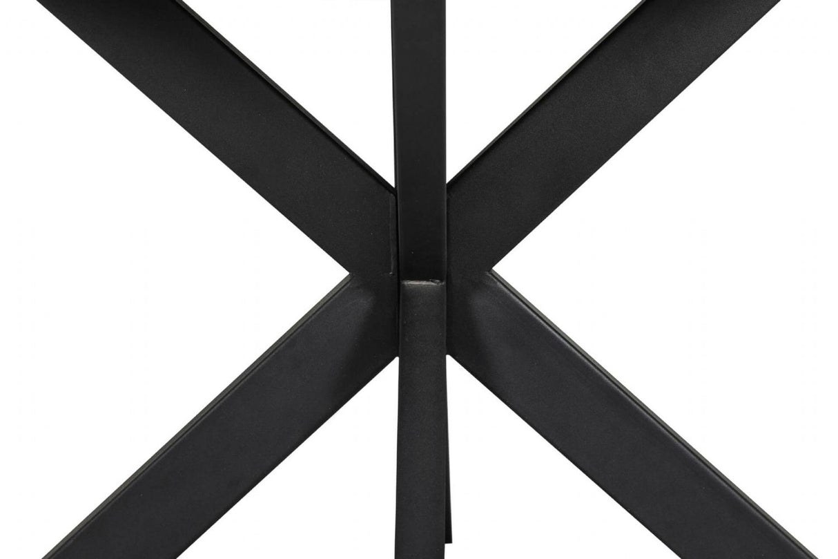 Smoked Oak Round Dining Table Metal Cross Legs 100cm