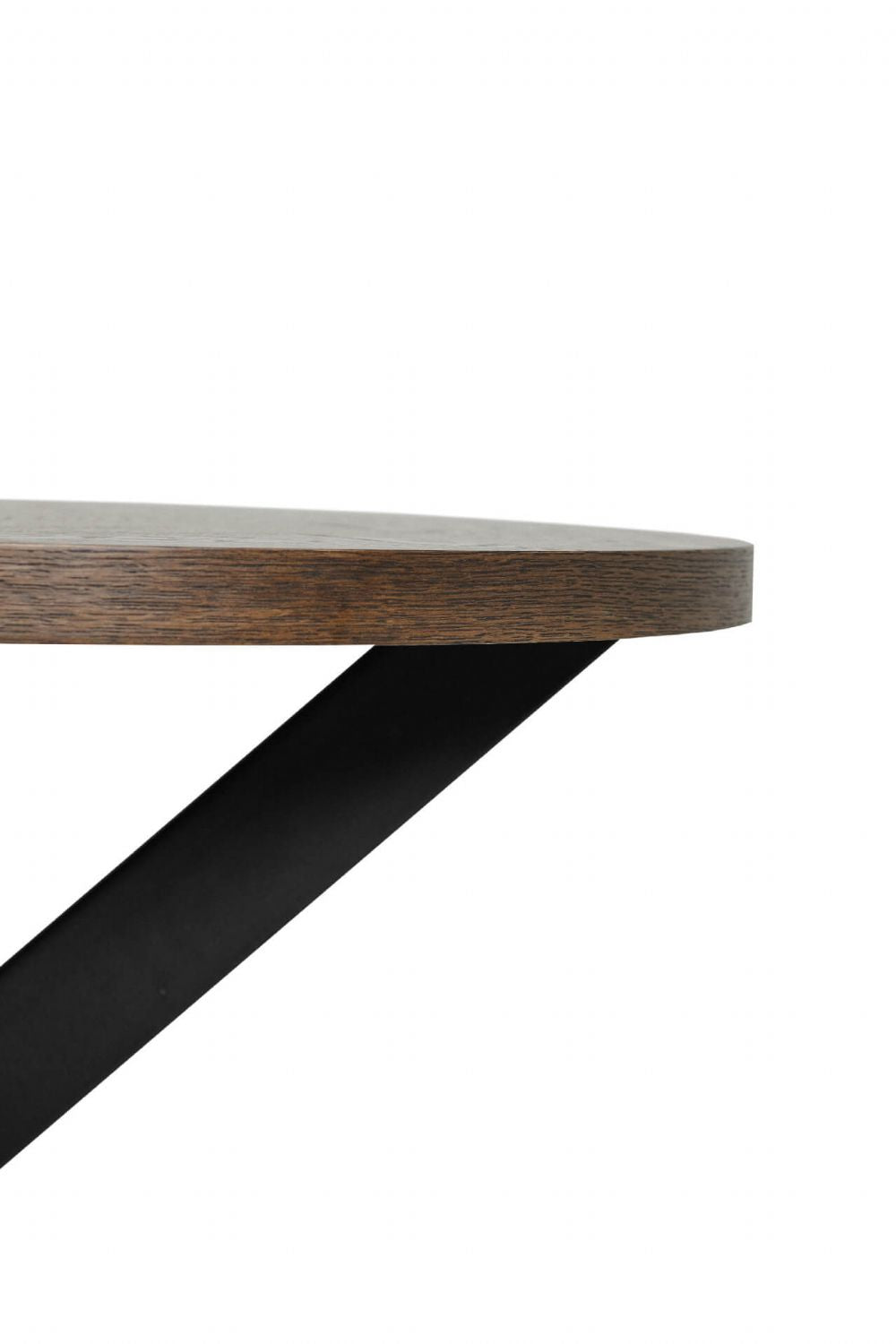 Smoked Oak Round Dining Table Metal Cross Legs 100cm