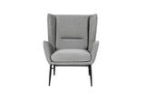 Grey Fabric Accent Wing Back Chair with Black Metal Legs