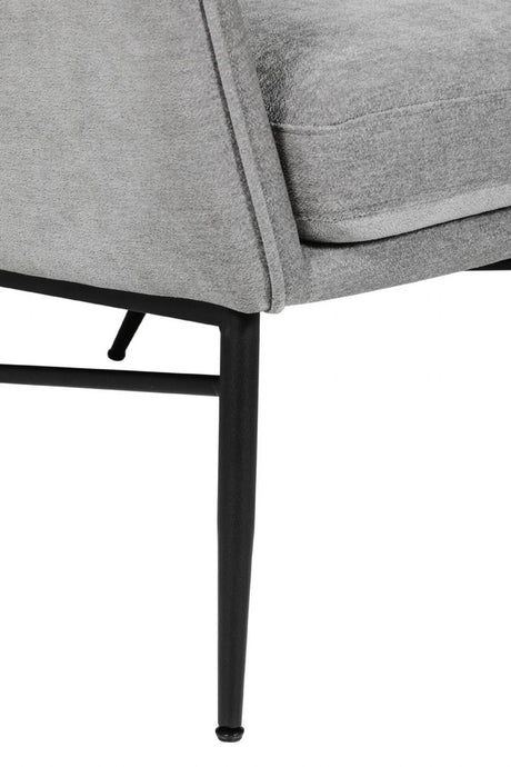 Grey Fabric Accent Wing Back Chair with Black Metal Legs