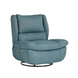 Marine Blue Fabric Electric Reclining Swivel Glider Chair