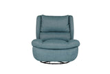 Marine Blue Fabric Electric Reclining Swivel Glider Chair