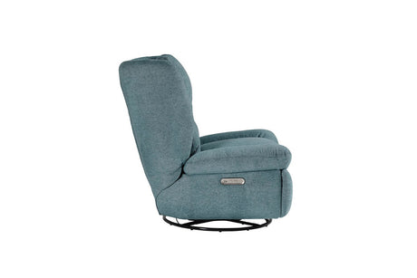 Marine Blue Fabric Electric Reclining Swivel Glider Chair