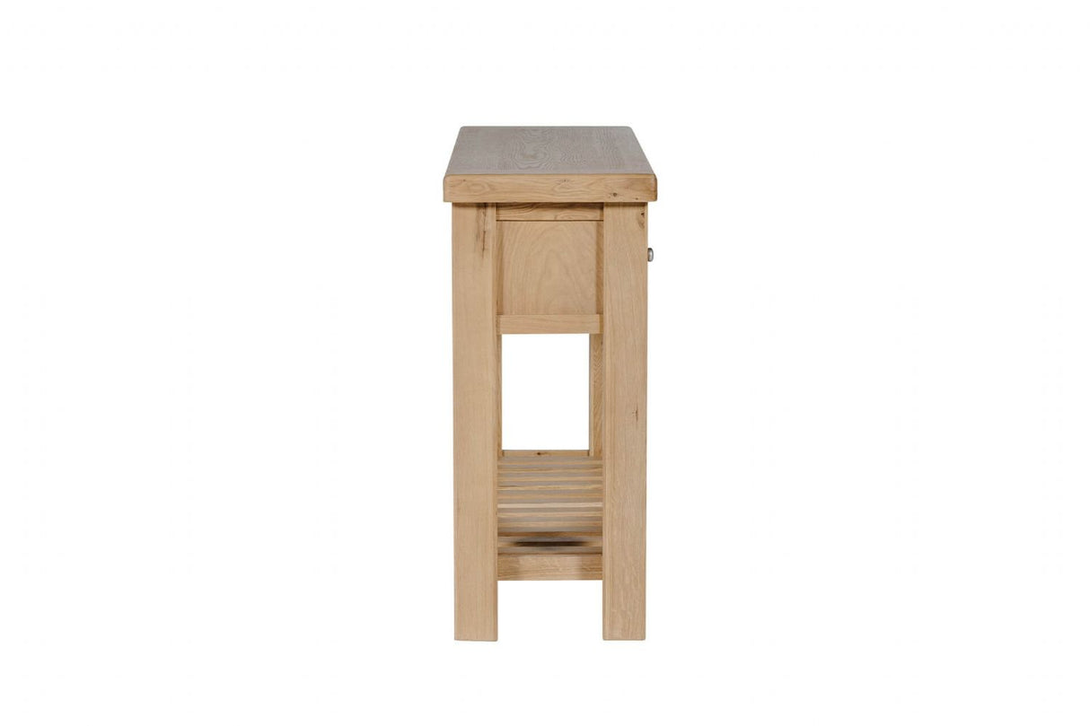 Natural Oak 3 Drawer Traditional Console Table with Shelf