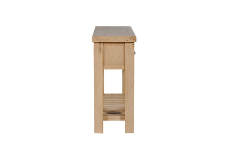 Natural Oak 3 Drawer Traditional Console Table with Shelf