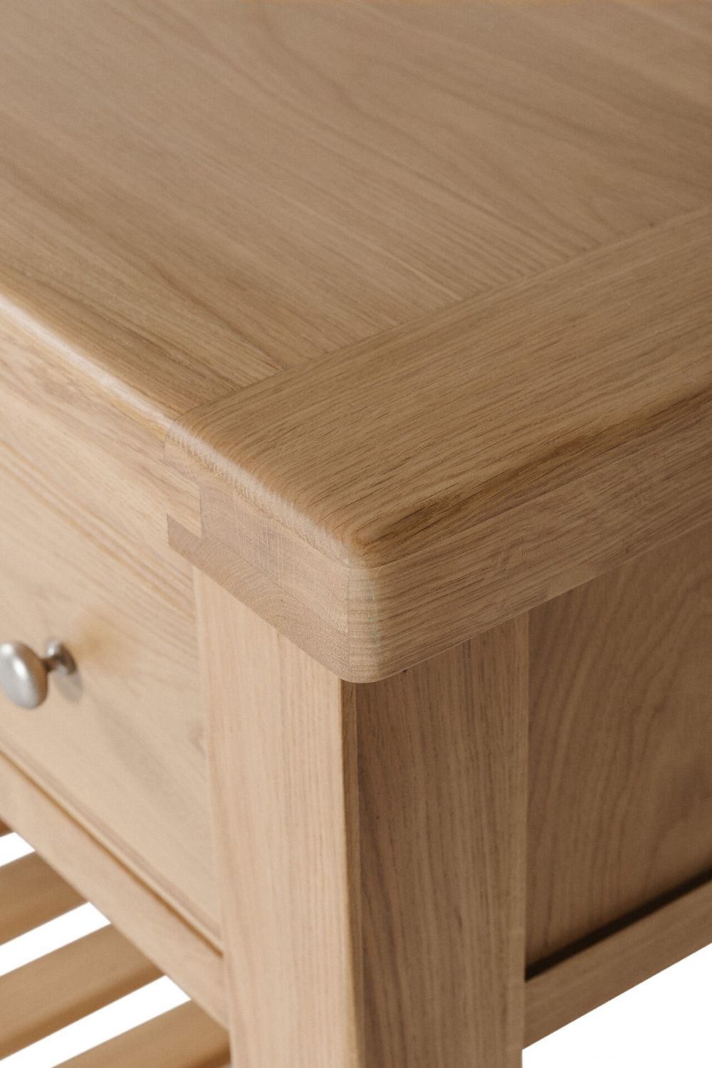 Natural Oak 3 Drawer Traditional Console Table with Shelf