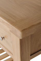 Natural Oak 3 Drawer Traditional Console Table with Shelf