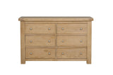 Natural Oak Wide Dressing Chest of 6 Drawers