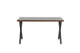 Smoked Oak Dining Table Black Metal Cross Legs 140cm
