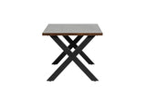 Smoked Oak Dining Table Black Metal Cross Legs 140cm